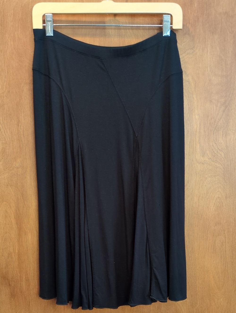 White House Black Market Black Midi A-Line Jersey Skirt Size M